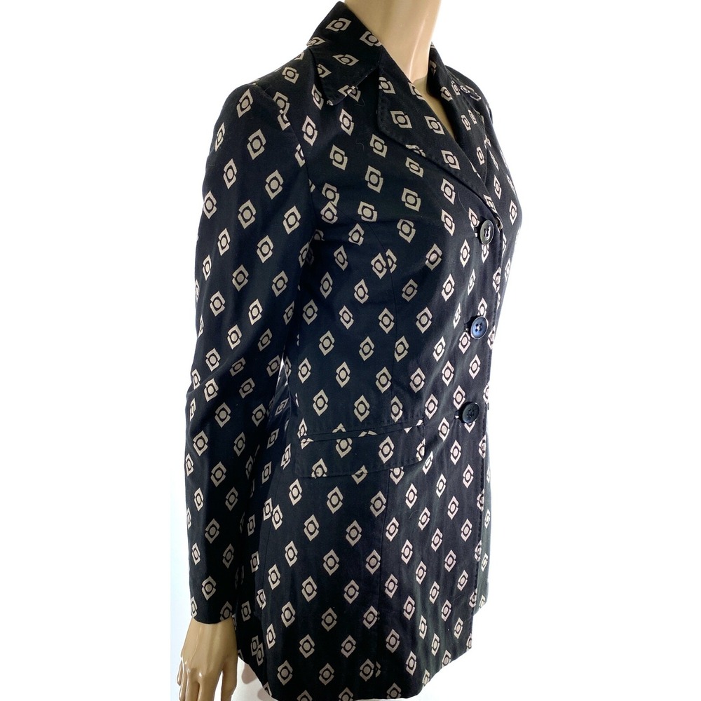 Sigrid Olsen XS Cotton Blazer Jacket Brown w Leaf Pattern Button Front Long Slee - Picture 2 of 7